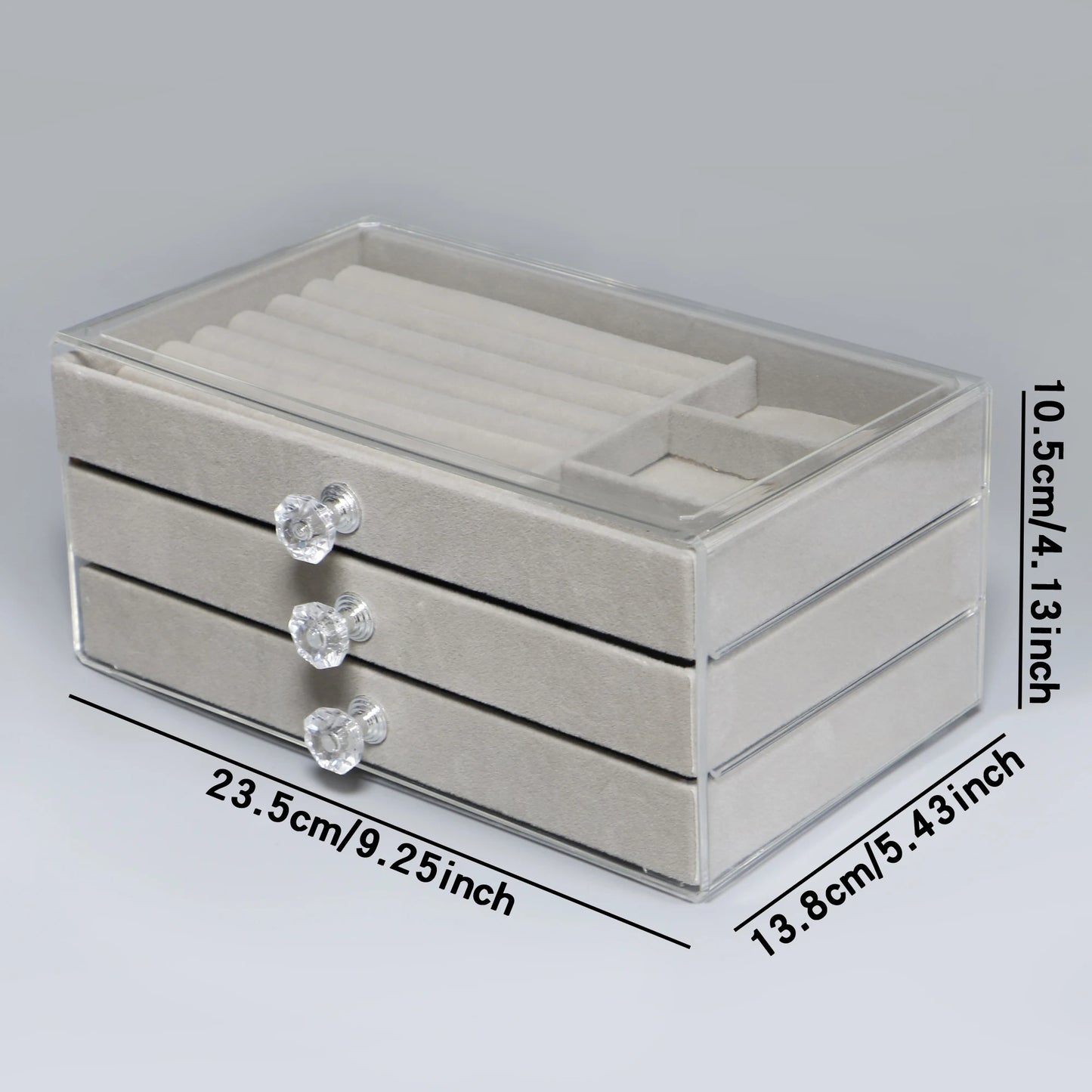 1 High-Capacity 3-Layer Flannel Jewelry Box Drawer – Storage for Earrings, Necklaces & Rings