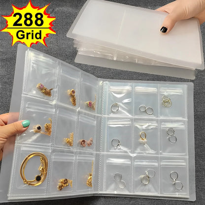 Anti-Oxidation Jewelry Storage Albums Desktop Drawer Organizer Boxestransparent Necklace Bracelet Ring Book Holder Jewelry Bag