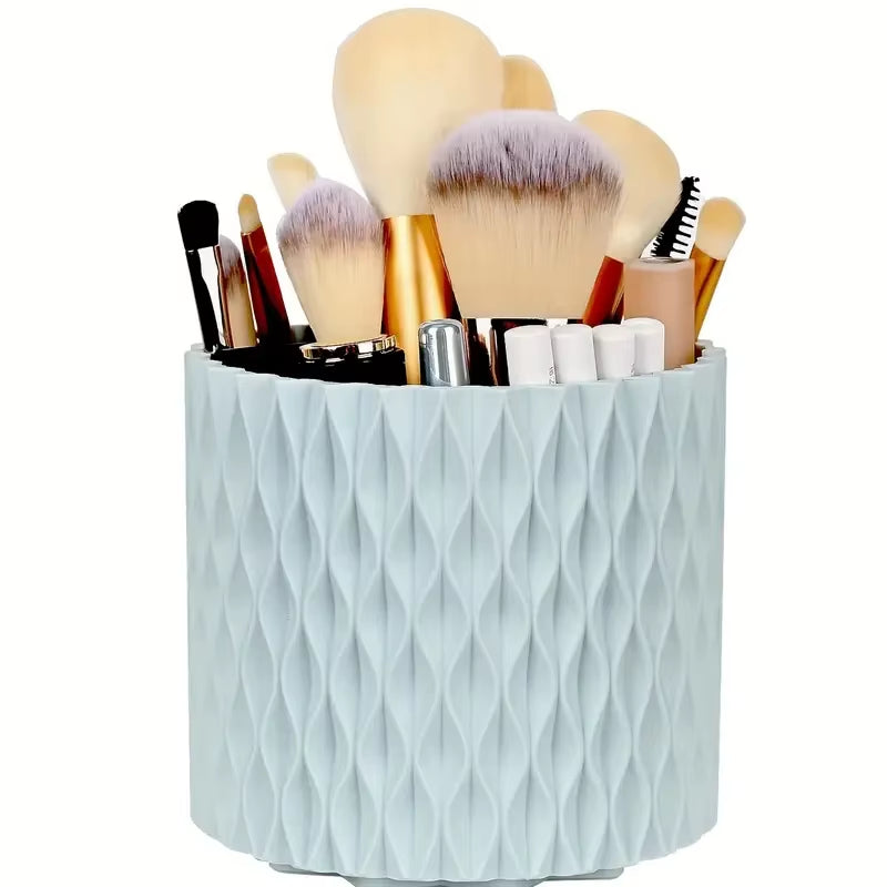 5 Slot Makeup Brushes Holder 360° Rotating Organizer Multi-Functional Desk Storage Cosmetics Storage for Vanity Desktop Bathroom