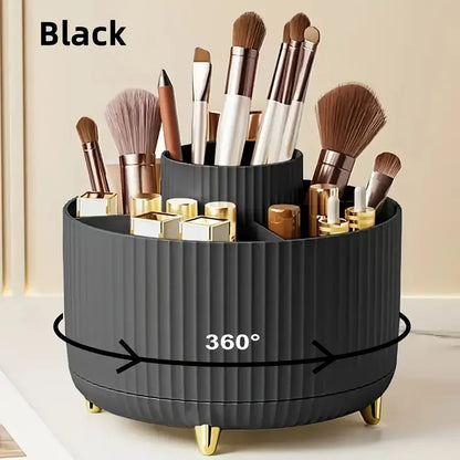 5 Slot Makeup Brushes Holder 360° Rotating Organizer Multi-Functional Desk Storage Cosmetics Storage for Vanity Desktop Bathroom