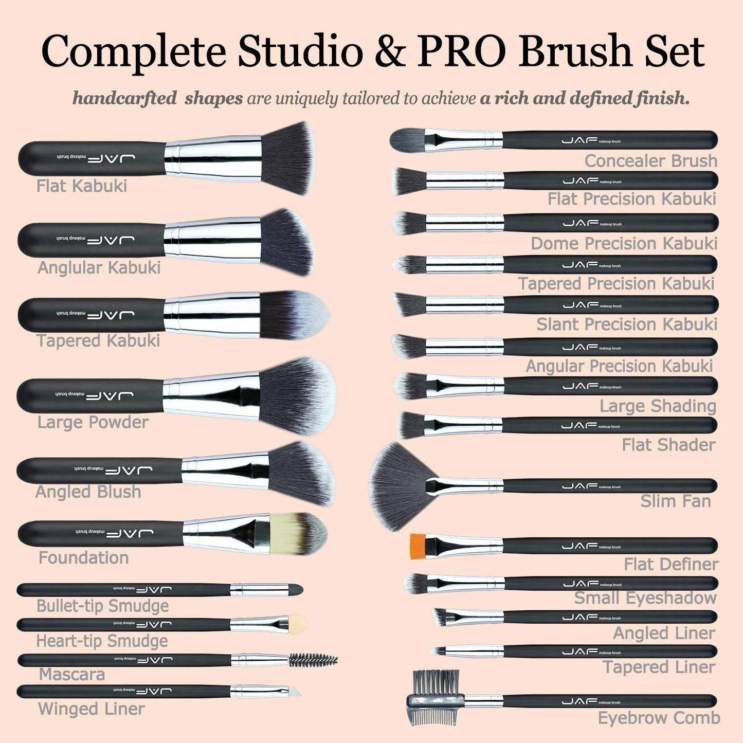 Makeup Brush Set Professional 24 Pcs Synthetic Make up Brushes with Case Bag