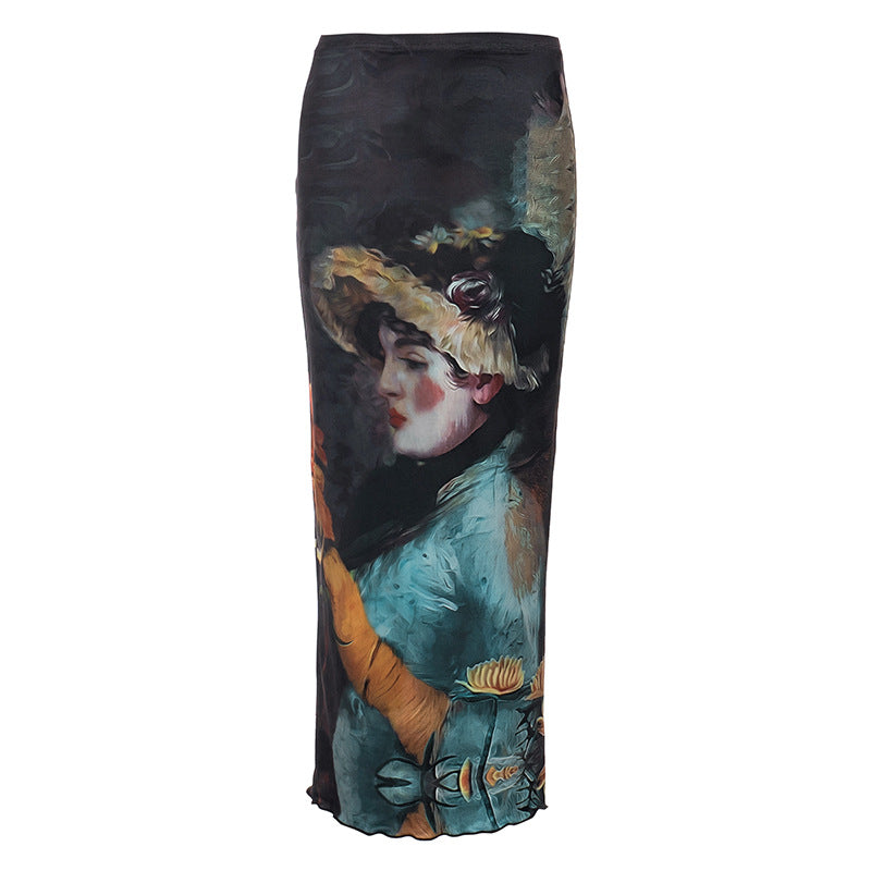 Y2K Grunge Collection- Vintage Paint Maxi Skirt Set