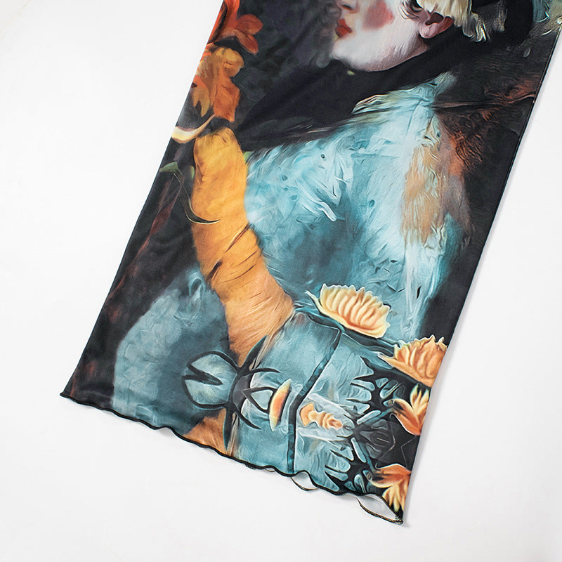 Y2K Grunge Collection- Vintage Paint Maxi Skirt Set