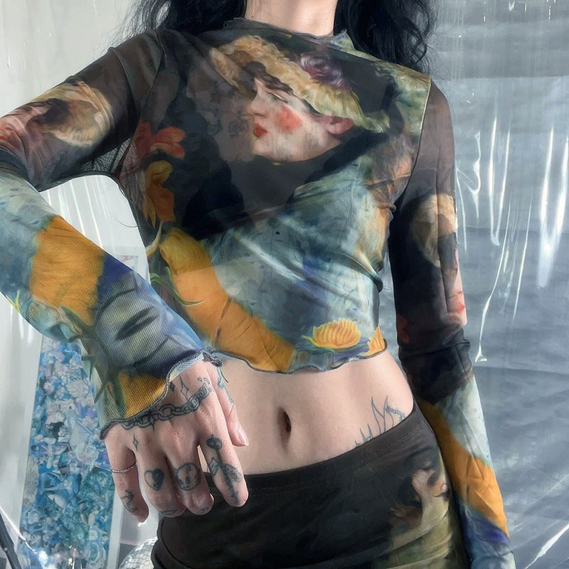 Y2K Grunge Collection- Vintage Paint Maxi Skirt Set