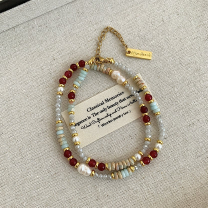 The Summer Dopamine Clavicle Chain – Natural Pearl & Gemstone Necklace