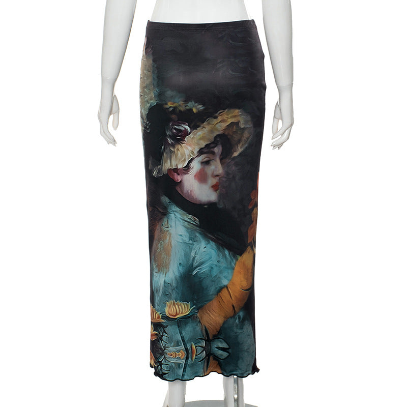 Y2K Grunge Collection- Vintage Paint Maxi Skirt Set