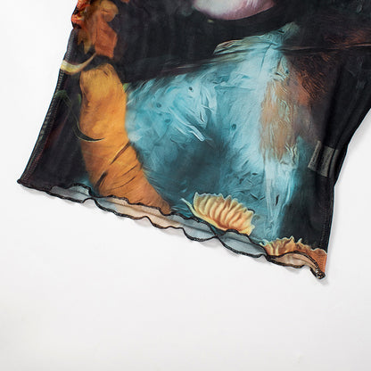 Y2K Grunge Collection- Vintage Paint Maxi Skirt Set