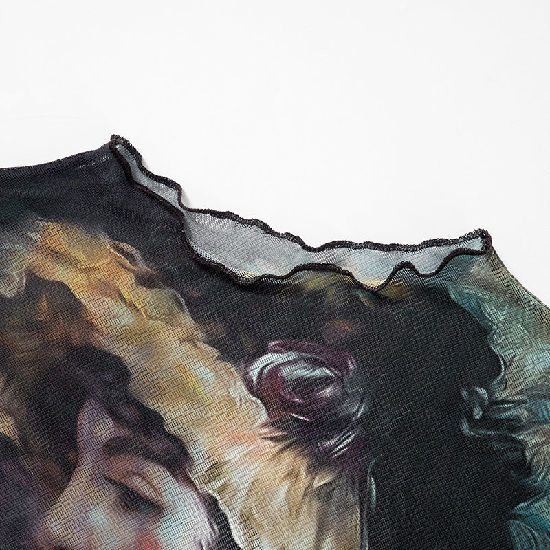 Y2K Grunge Collection- Vintage Paint Maxi Skirt Set