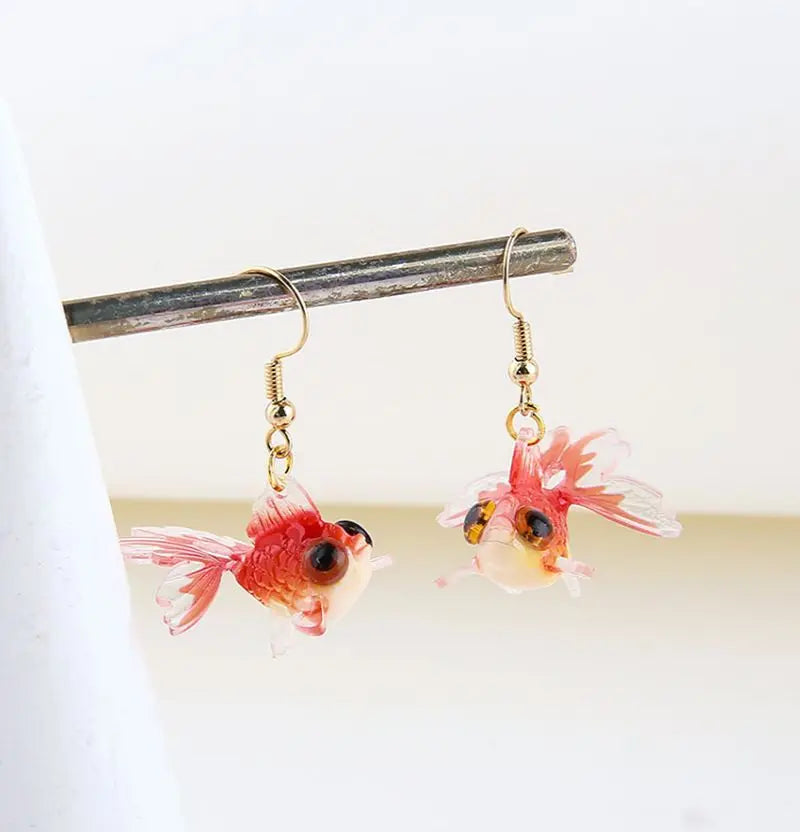 Goldfish Drop Earrings – Asymmetrical Resin Koi Design