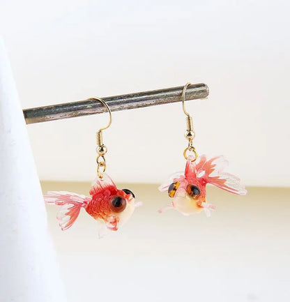 Goldfish Drop Earrings – Asymmetrical Resin Koi Design