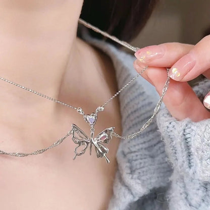 Punk Butterfly Pendant Necklace