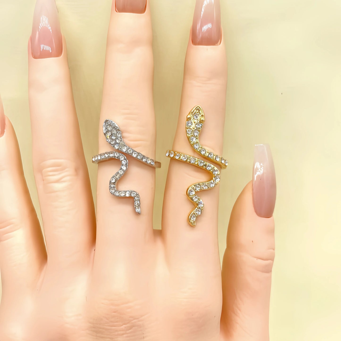 1 Piece Of Fashionable Classic Micro-Set Zircon Snake-Shaped Wrapped Women's simple Minority Designer Fashionable Index Finger R