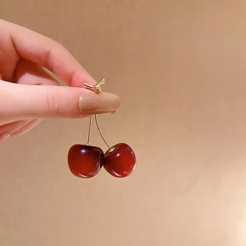 🍒 Sweet Red Cherry Drop Earrings – Fruity, Flirty, Fun