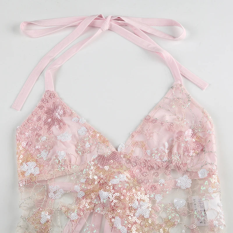 Vintage Lace Collection- Sequin Back Tie Top