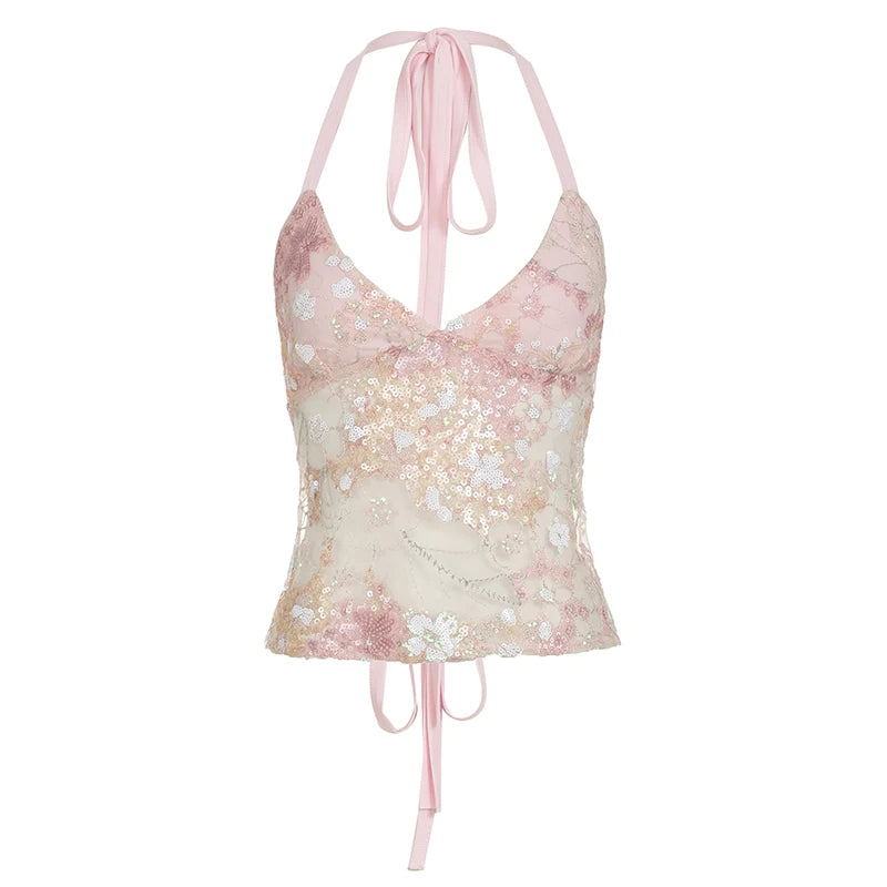 Vintage Lace Collection- Sequin Back Tie Top