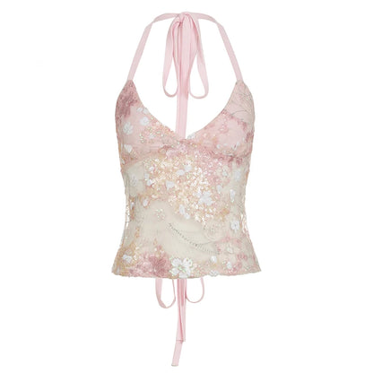 Vintage Lace Collection- Sequin Back Tie Top