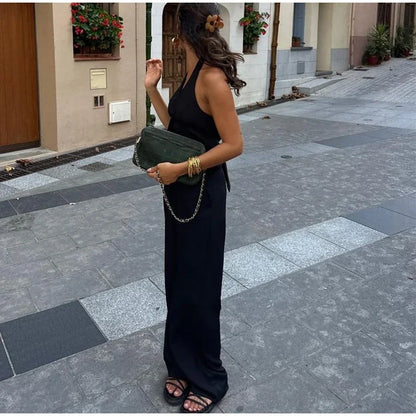 Classics Collection- Solid Halter Sleeveless Tank Set – Slim Straight Long Pants 2-Piece Suit for Women