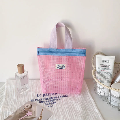 The Vibrant Mini Mesh Tote – Foldable Cosmetic & Beach Bag