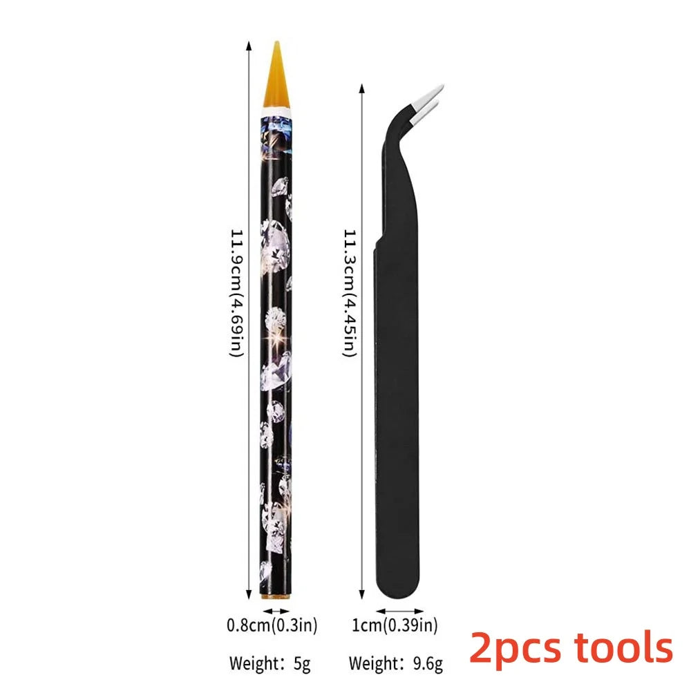 12-Grid Pearl Nail Rhinestones Kit