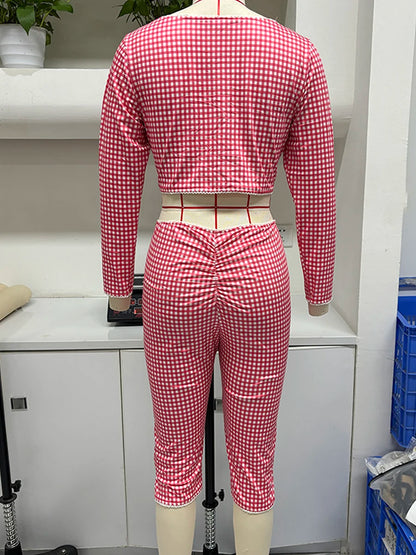 Boho Y2K Collection- Vintage Capri Plaid Set