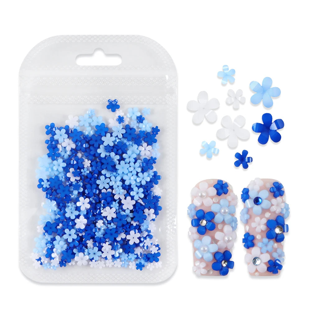 400pcs Acrylic Flower Nail Art Decorations – 3D Resin Flower Charms for DIY Manicures