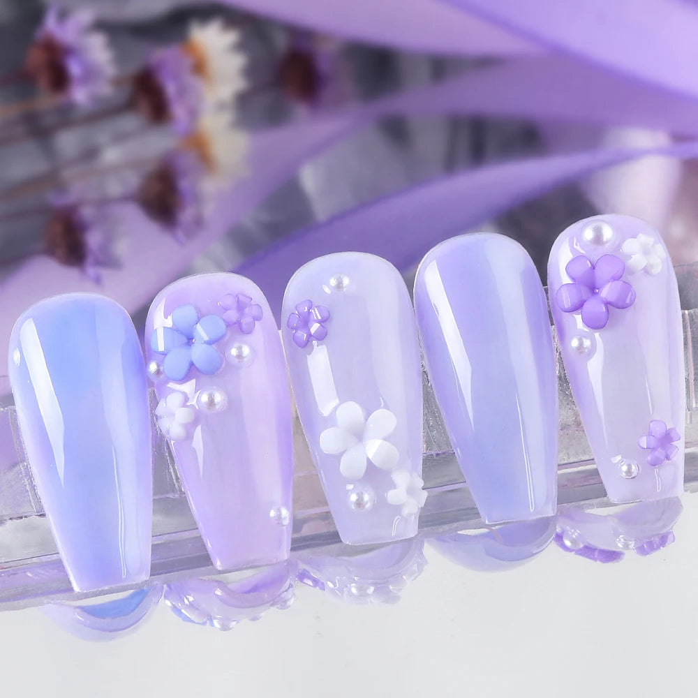 400pcs Acrylic Flower Nail Art Decorations – 3D Resin Flower Charms for DIY Manicures