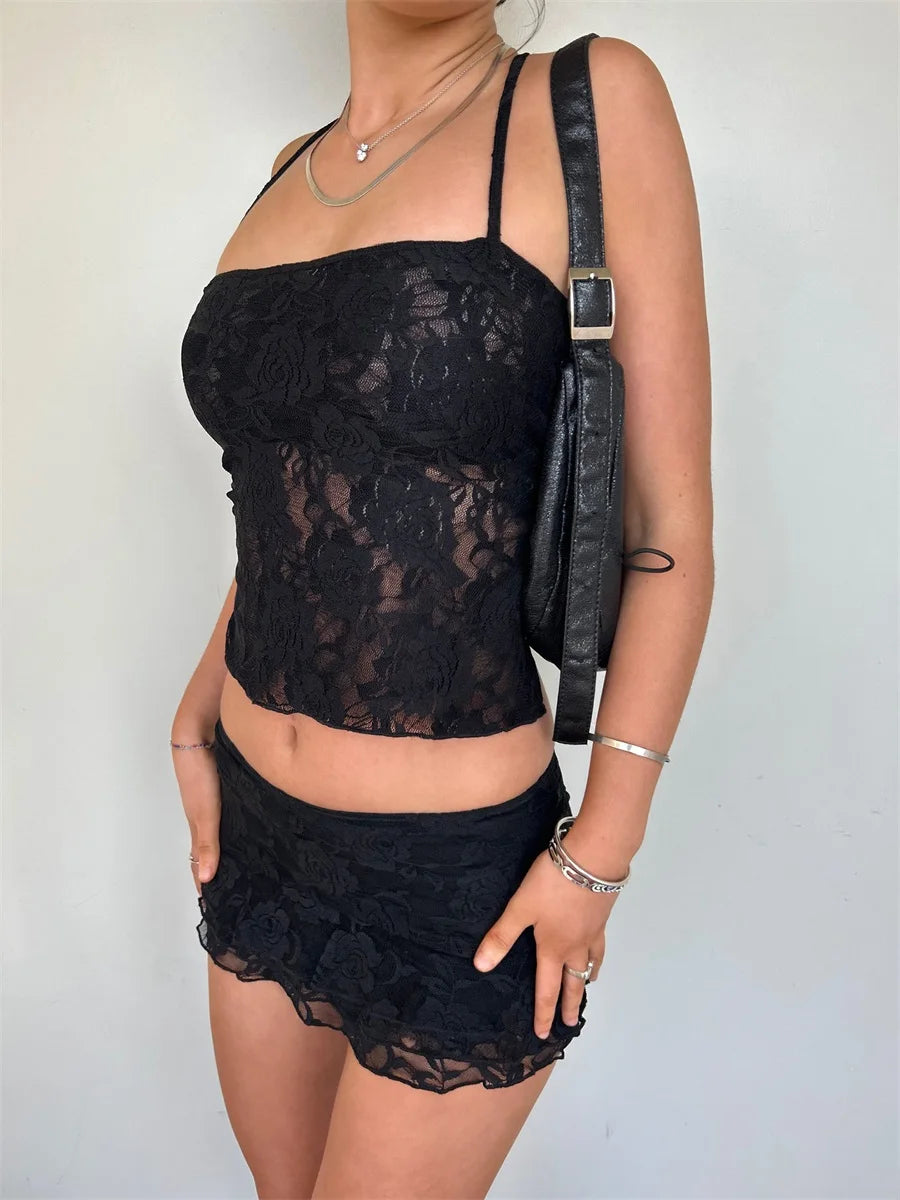 Vintage Lace Collection- Backless Lace Halter Set