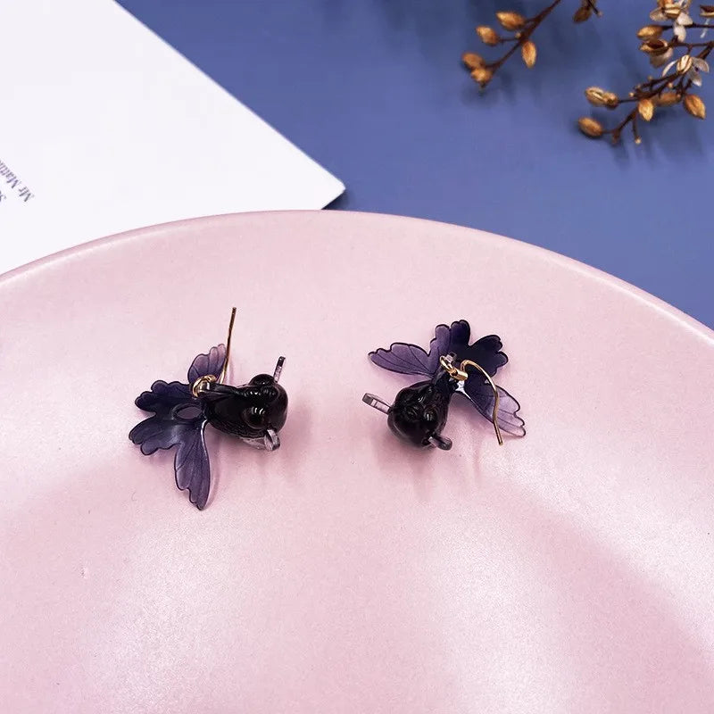 Goldfish Drop Earrings – Asymmetrical Resin Koi Design