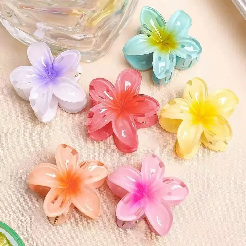 The Gradient Flower Hair Clip Set – 6 Mini Claw Barrettes for Women