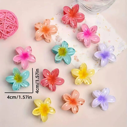 The Gradient Flower Hair Clip Set – 6 Mini Claw Barrettes for Women
