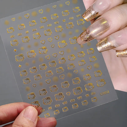 3D Cartoon Hello Kitty Nail Art Stickers – Laser Decals for Perfect Manicures