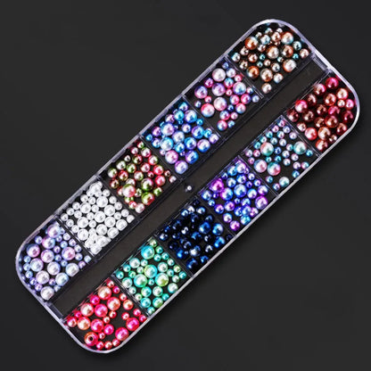 12-Grid Pearl Nail Rhinestones Kit