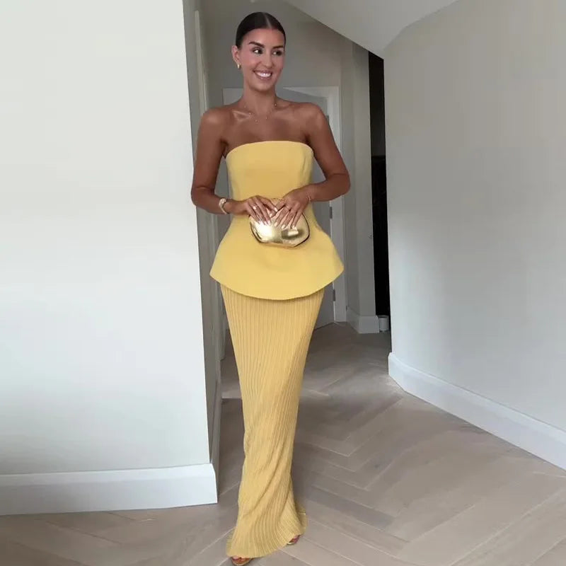 Classics Collection- A-Line Floor-Length Dress – Elegant Spliced Cotton-Linen Summer Dress for Women