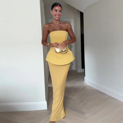 Classics Collection- A-Line Floor-Length Dress – Elegant Spliced Cotton-Linen Summer Dress for Women