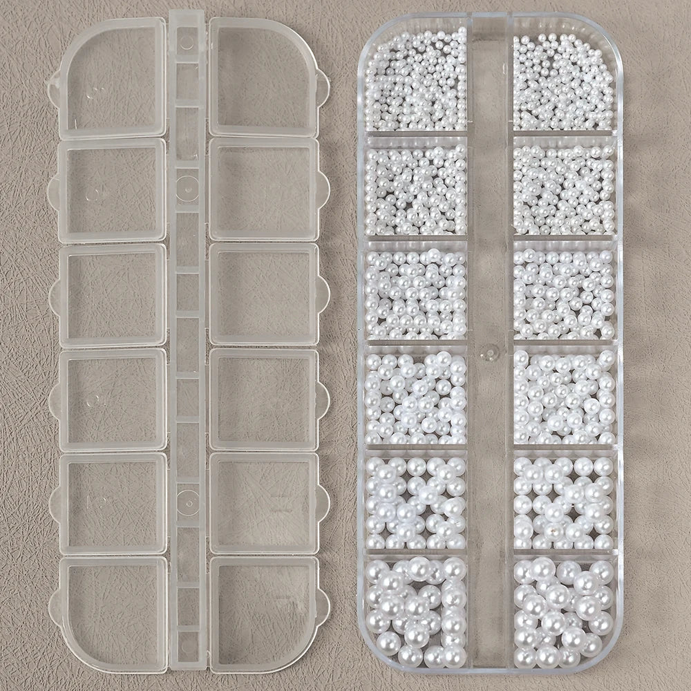 12-Grid Pearl Nail Rhinestones Kit