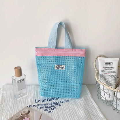 The Vibrant Mini Mesh Tote – Foldable Cosmetic & Beach Bag