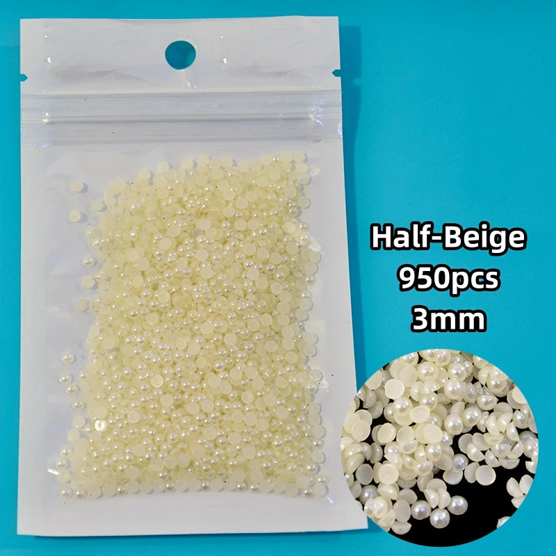 12-Grid Pearl Nail Rhinestones Kit