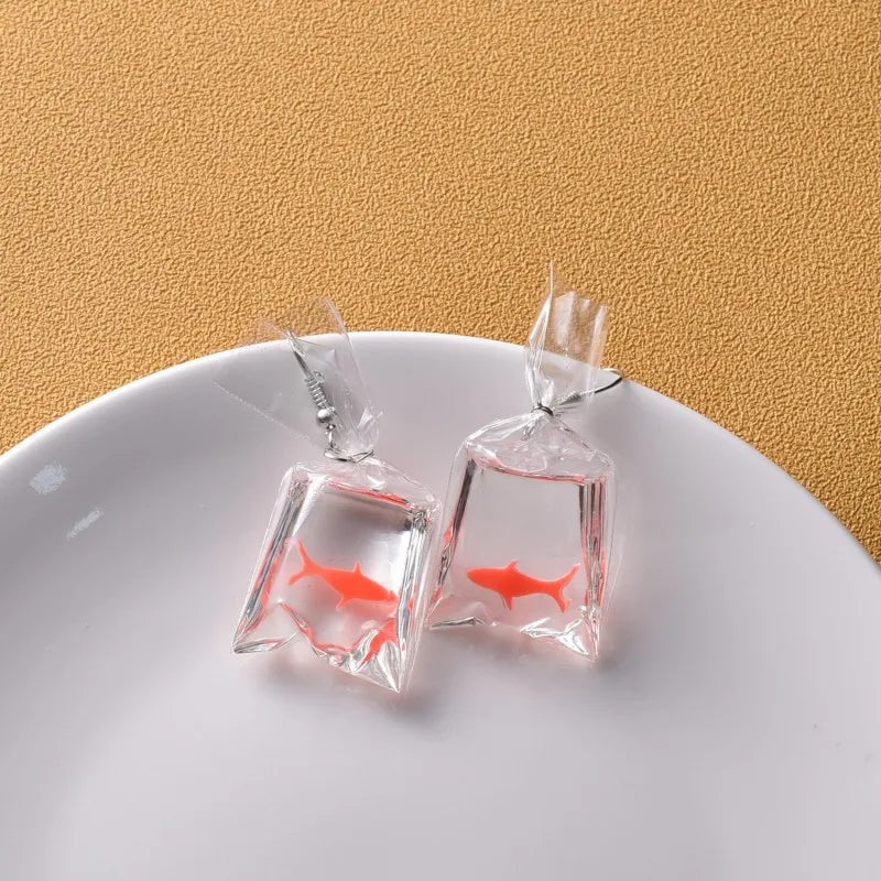 Goldfish Drop Earrings – Asymmetrical Resin Koi Design