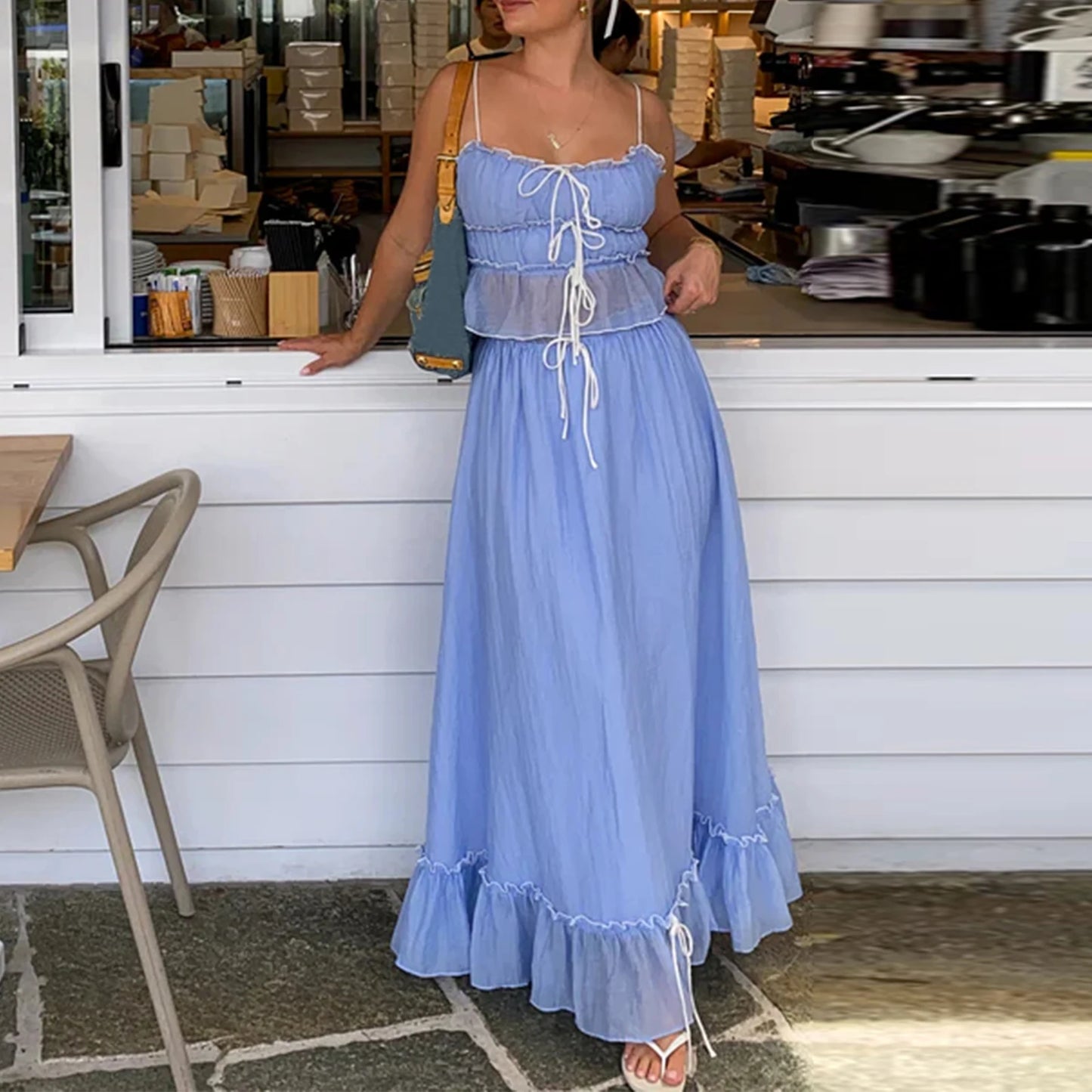 Boho Y2K Collection - Patchwork Tie Up Cami 2- Piece