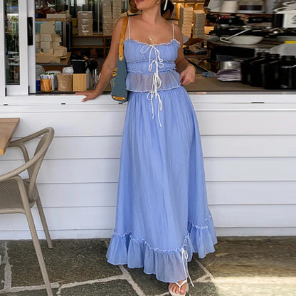 Boho Y2K Collection - Patchwork Tie Up Cami 2- Piece