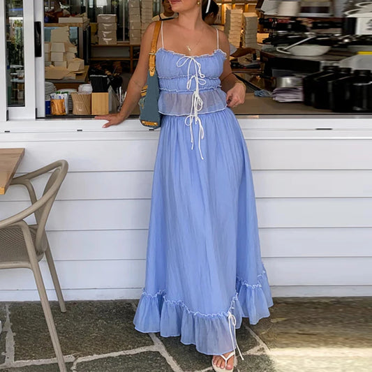 Boho Y2K Collection - Patchwork Tie Up Cami 2- Piece