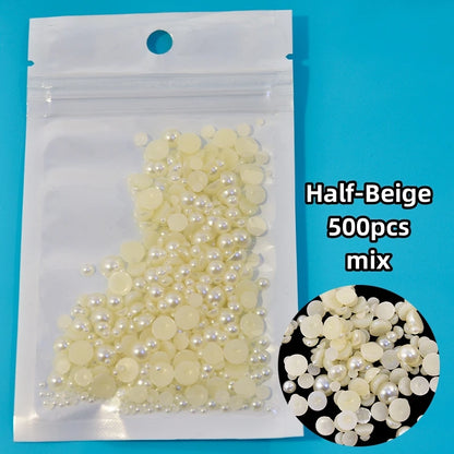 12-Grid Pearl Nail Rhinestones Kit