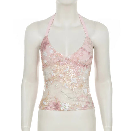 Vintage Lace Collection- Sequin Back Tie Top