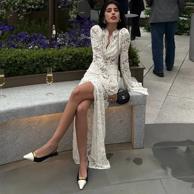 Vintage Lace Collection- Patchwork Slit Dress