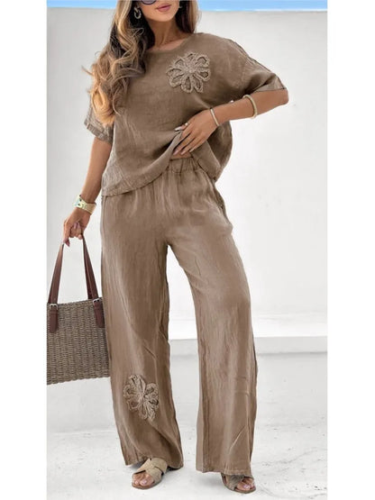 Classics Collection- Embroidered Chic Linen Set