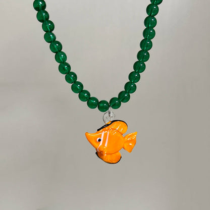Glazed Fish Pendant Necklace