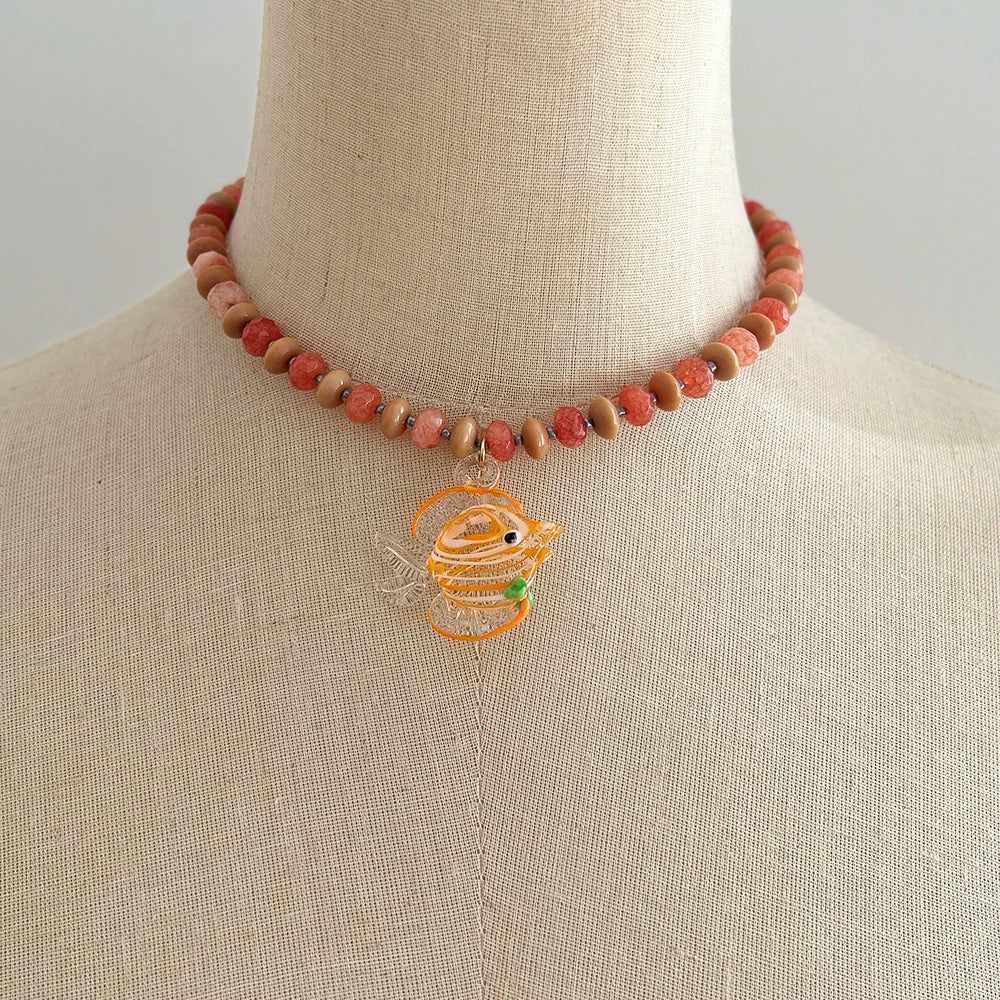 Glazed Fish Pendant Necklace