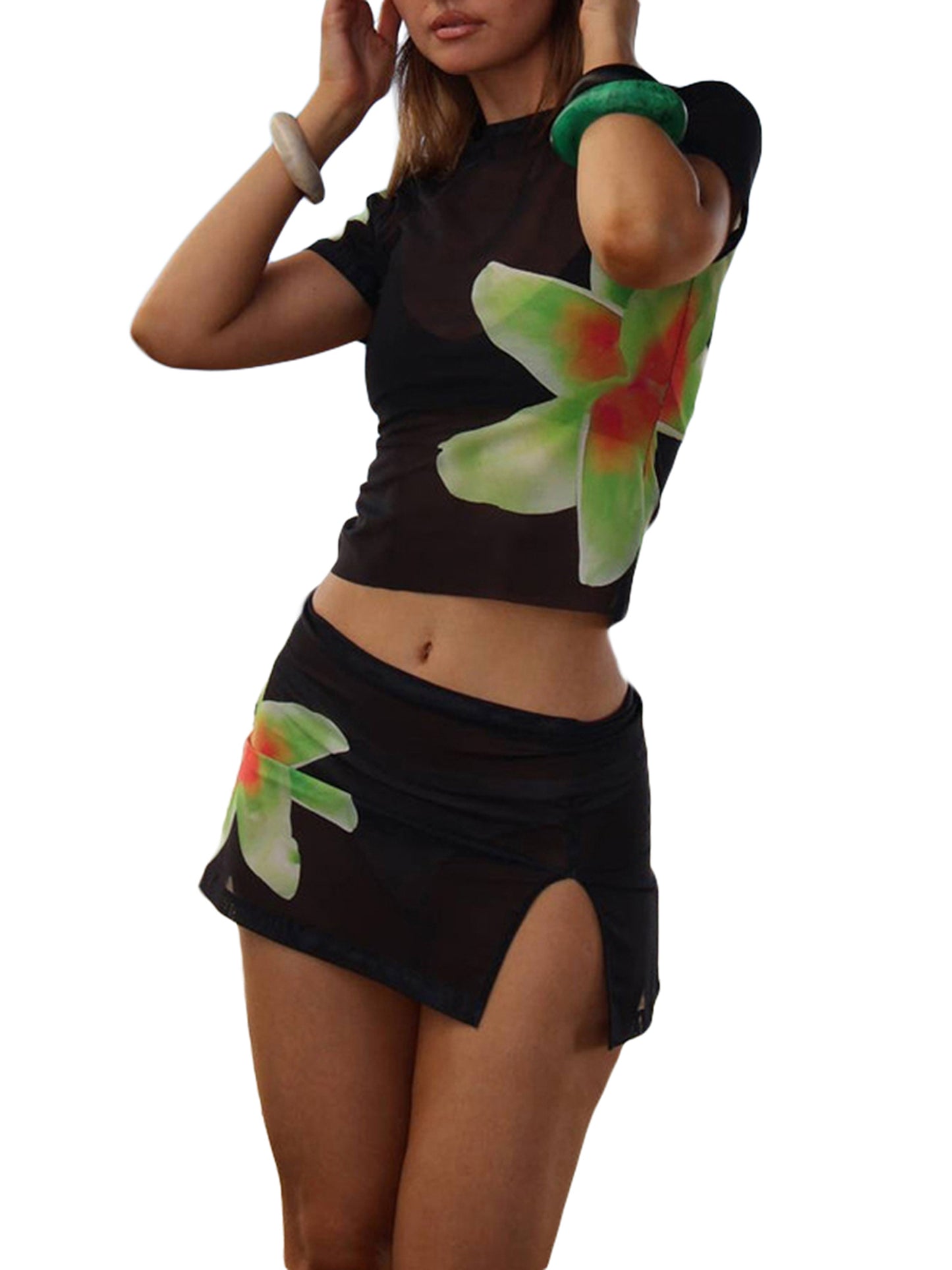 Boho Y2K Collection- Mesh Floral Set