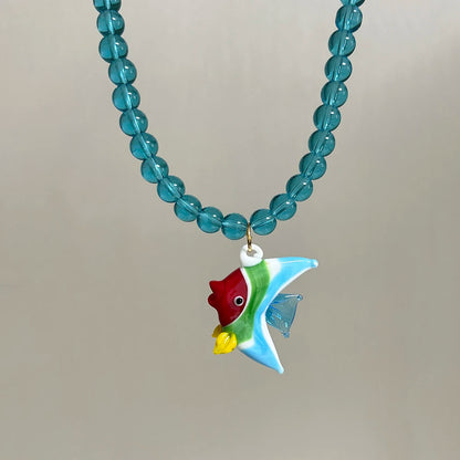 Glazed Fish Pendant Necklace