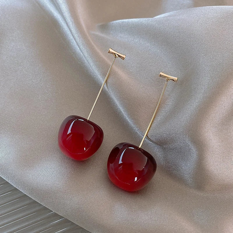 🍒 Sweet Red Cherry Drop Earrings – Fruity, Flirty, Fun